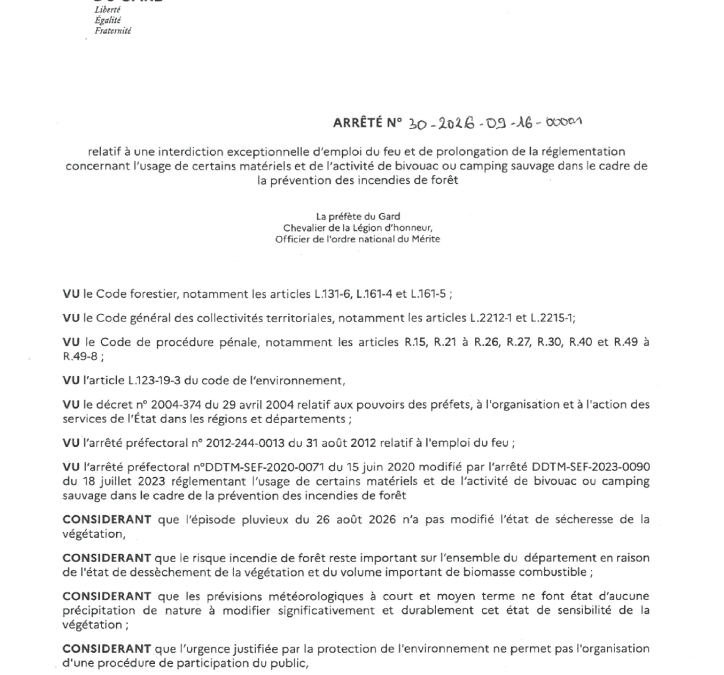 ARRÊTÉ PRÉFECTORAL